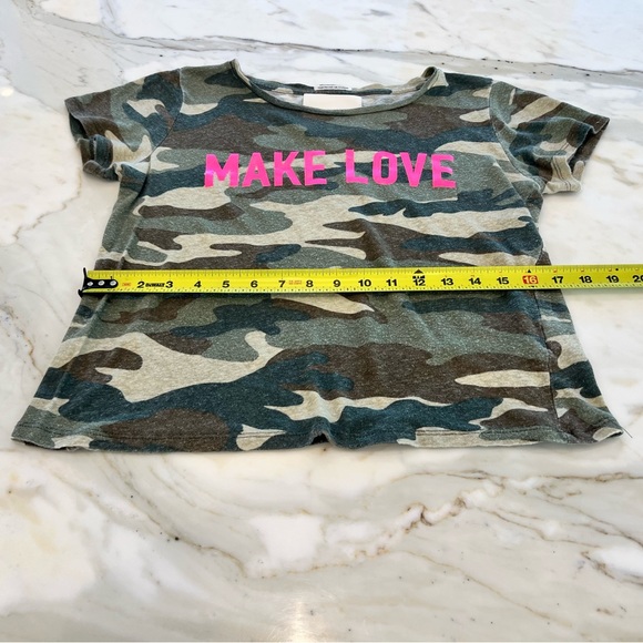 MOTHER MAKE LOVE NOT WAR CAMOUFLAGE LINEN SINFUL BOXY TEE SIZE SMALL - Picture 7 of 13